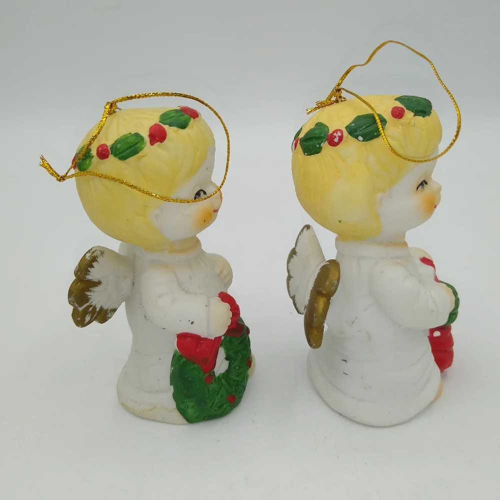 Jamestown China Christmas Cherubs Porcelain Angel Ornaments Set of 4 Vintage Box